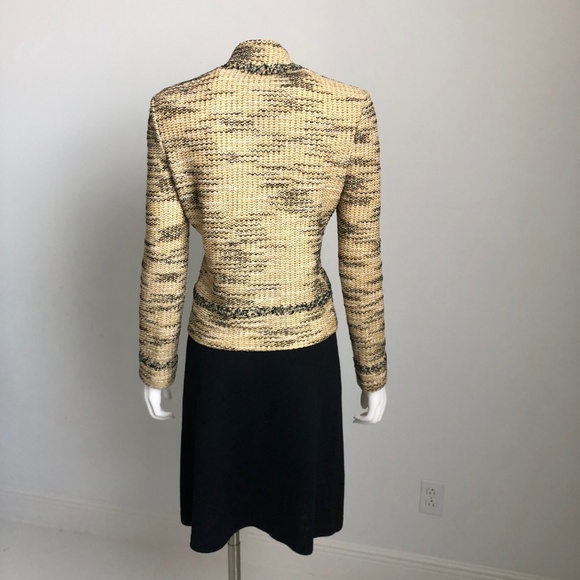 St John Marie Gray Knit Suit Jacket & Pencil Skirt 2pc Yellow Black Sz 2/6 VTG - Picture 6 of 7